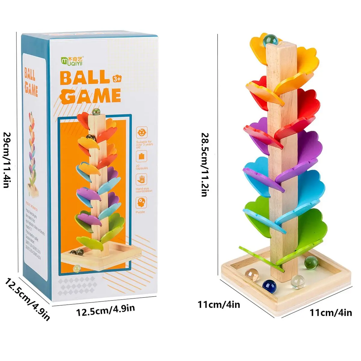 Leaf Track Roller Tree Rainbow Building Blocks, Music Tree, educación temprana para niños, rompecabezas de madera, juguetes