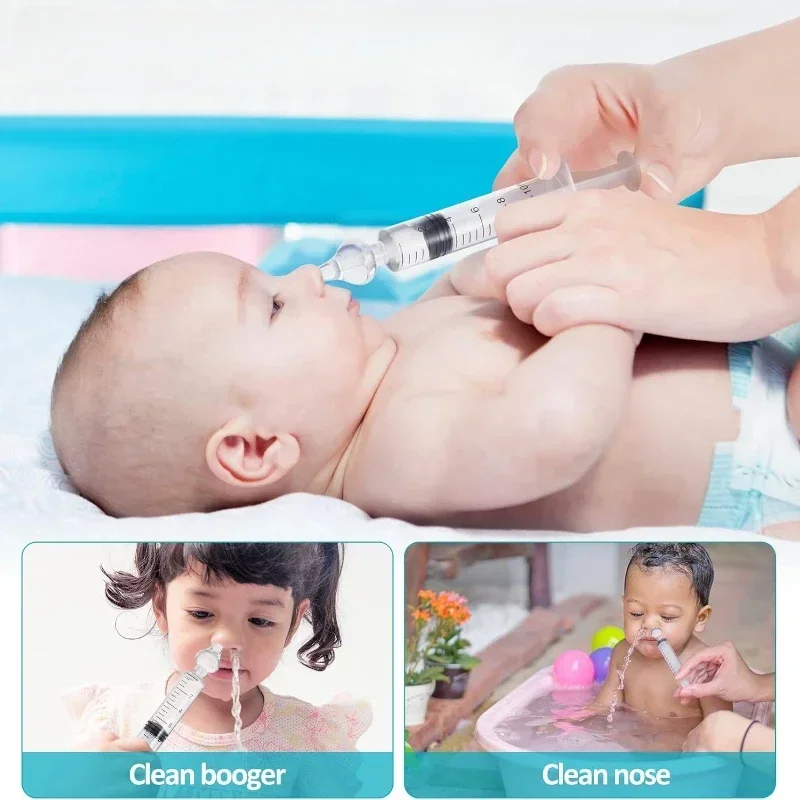 vvocci Baby Nose Cleaner Baby Nasal Brush Nose Wash Tool & Tweezer with Needle Tube Aspirator Children Syringe Nasal Irrigator