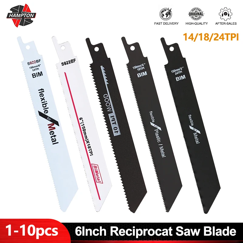 

Jig Saw Blade 6" 10 14 18 24TPI Reciprocating Saw Blade 1-10Pcs S922AF S922BF S922EF S922HF for Metal Cutting Power Tool