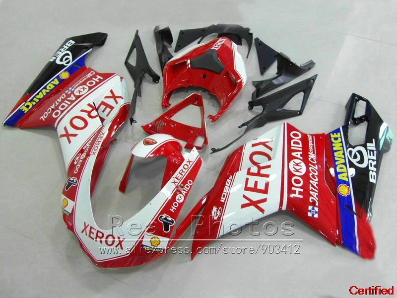 Bodywork plastic fairing kit for Ducati 848 1098 1198 07 08 09 10 11 red white black fairings set 848 1198 2007-2011 AS31