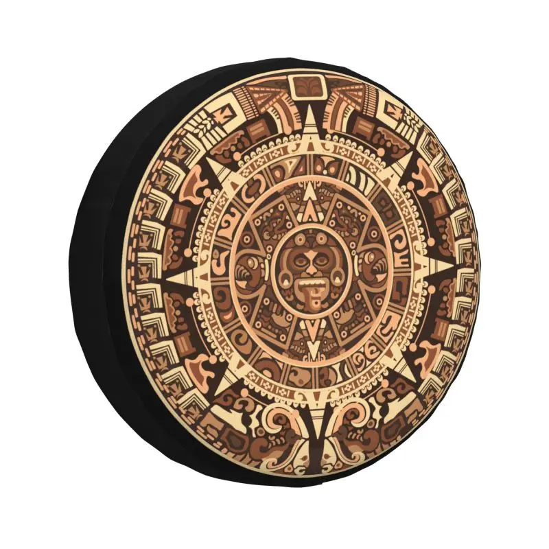 Maya Calendar Mexica Aztec Spare Tire Cover for Mitsubishi Pajero Jeep RV SUV 4WD 4x4 Car Wheel Protector Covers 14