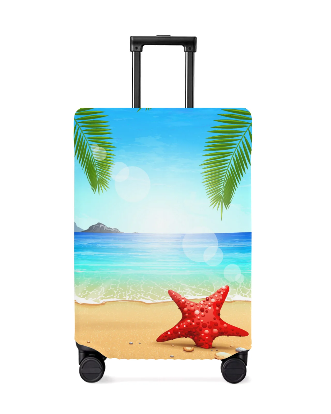 Summer Ocean Beach Starfish Green Plants Luggage Protective Cover Travel Accessories Suitcase Elastic Dust Case Protect Sleeve