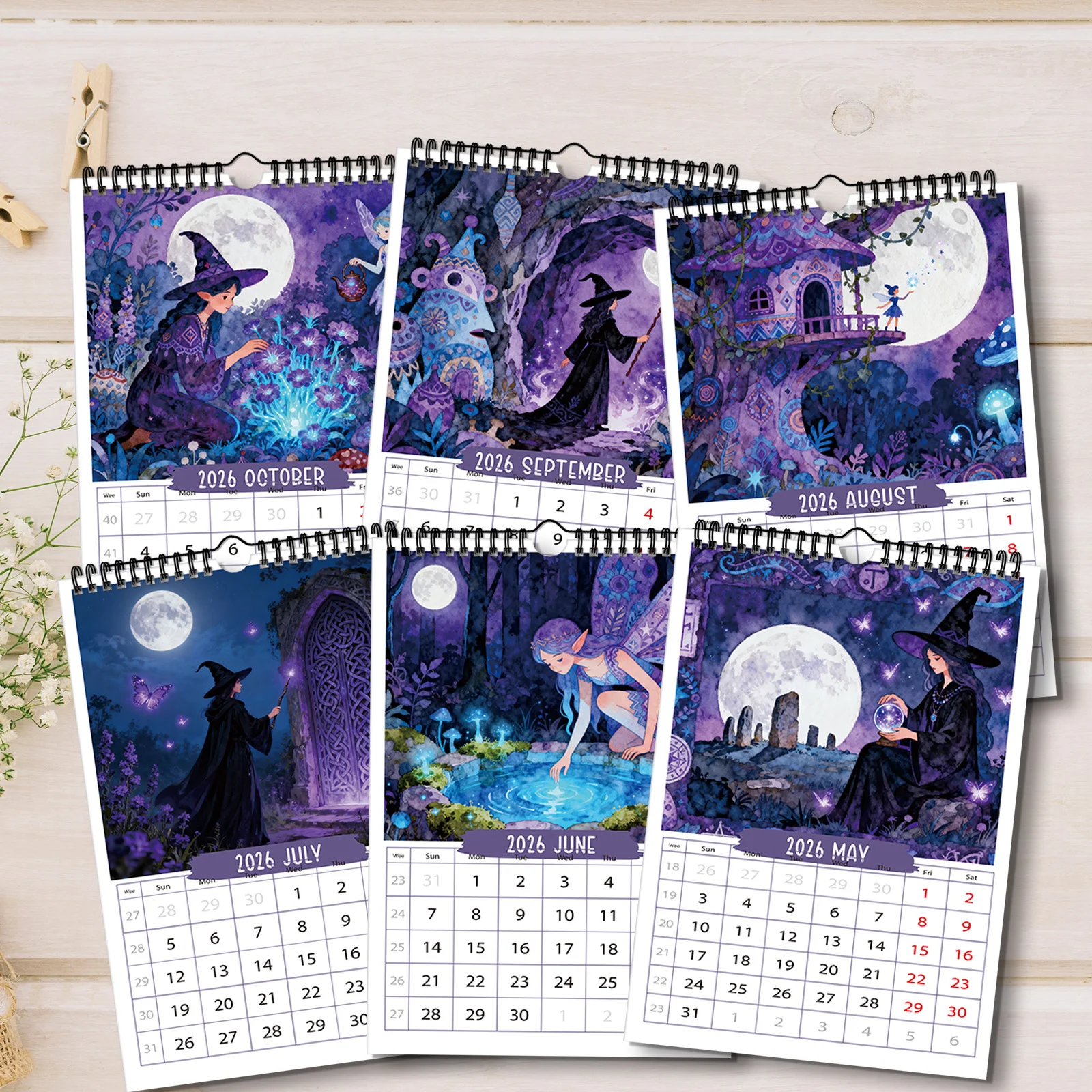 ปฏิทินแฟนตาซีแสนน่าหลงใหล 1 ชิ้น ปี 2026 เหมาะสำหรับตกแต่งสตูดิโอสร้างสรรค์และมุมบ้านแสนอบอุ่น เหมาะสำหรับแฟนๆ แฟนตาซี
