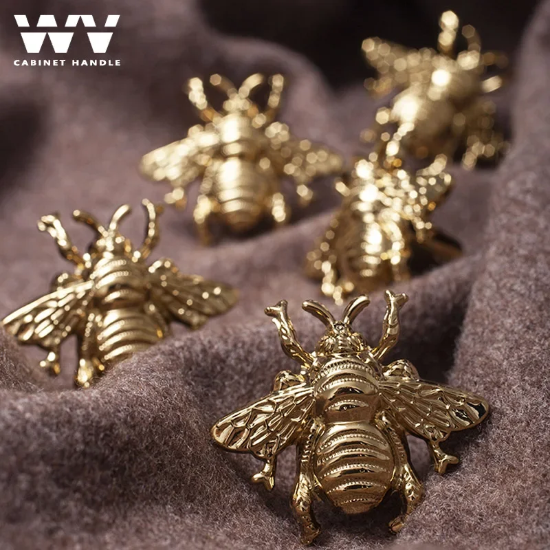 

YM Bee Shape Cabinet Furniture Handles Door Knobs and Solid Brass Handles for Kitchen Cupboard Drawer Pulls Home Decor Hardware