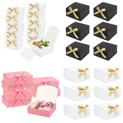 3pcs Large White All-In-One Gift Cardboard Box with Bow Ribbon Perfect for Party Weddings Birthday Holiday Candy Cookie Storage