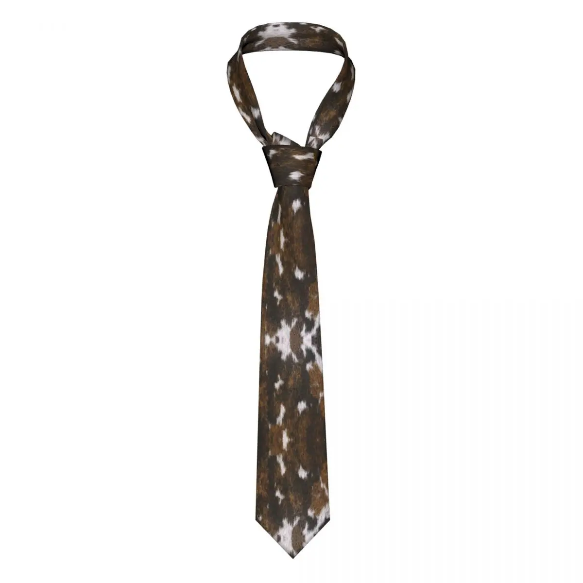 Formal Cowhide Tan Animal Print Necktie for Men Custom Silk Animal Hide Fur Texture Business Tie