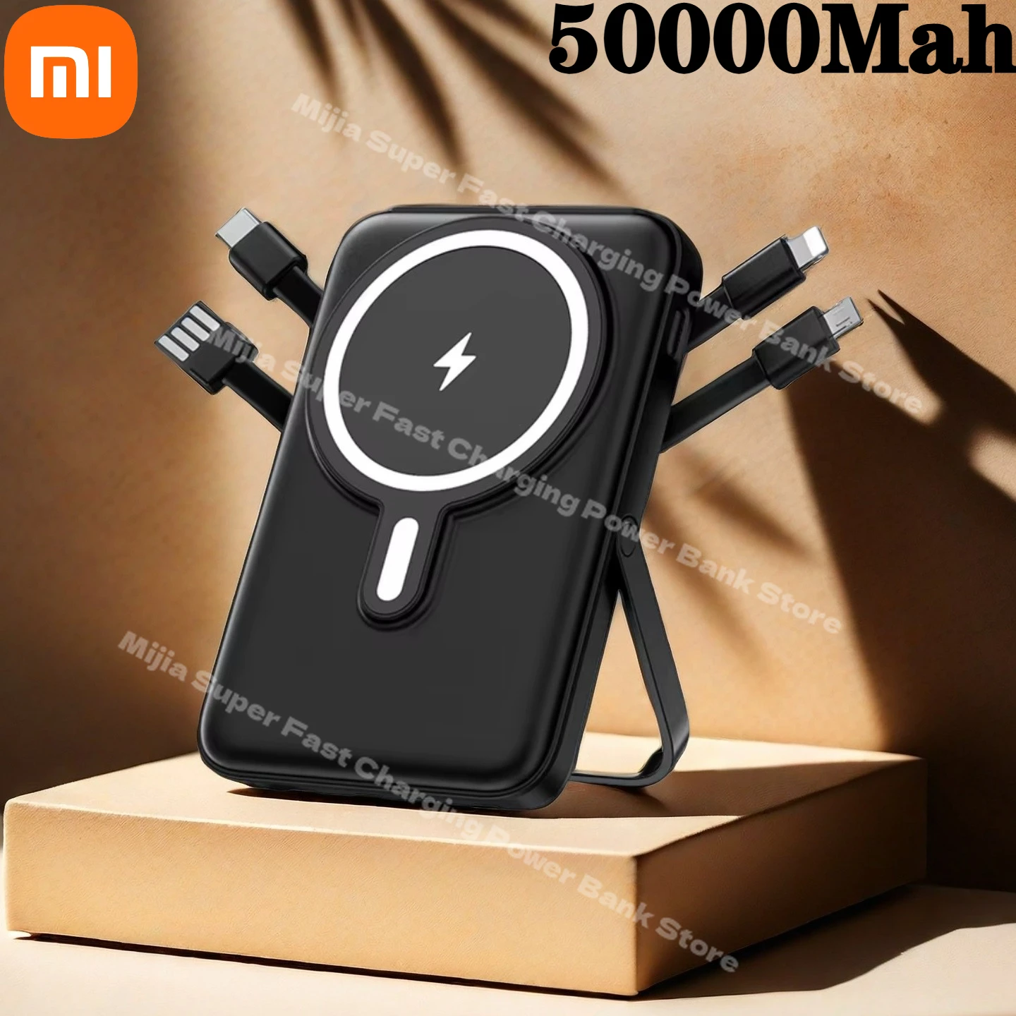 Xiaomi Wireless Portable Charger 50000mAh Magnetic Power Bank Cables LED Display 15W PD Fast Charging For iPhone 17 Samsung