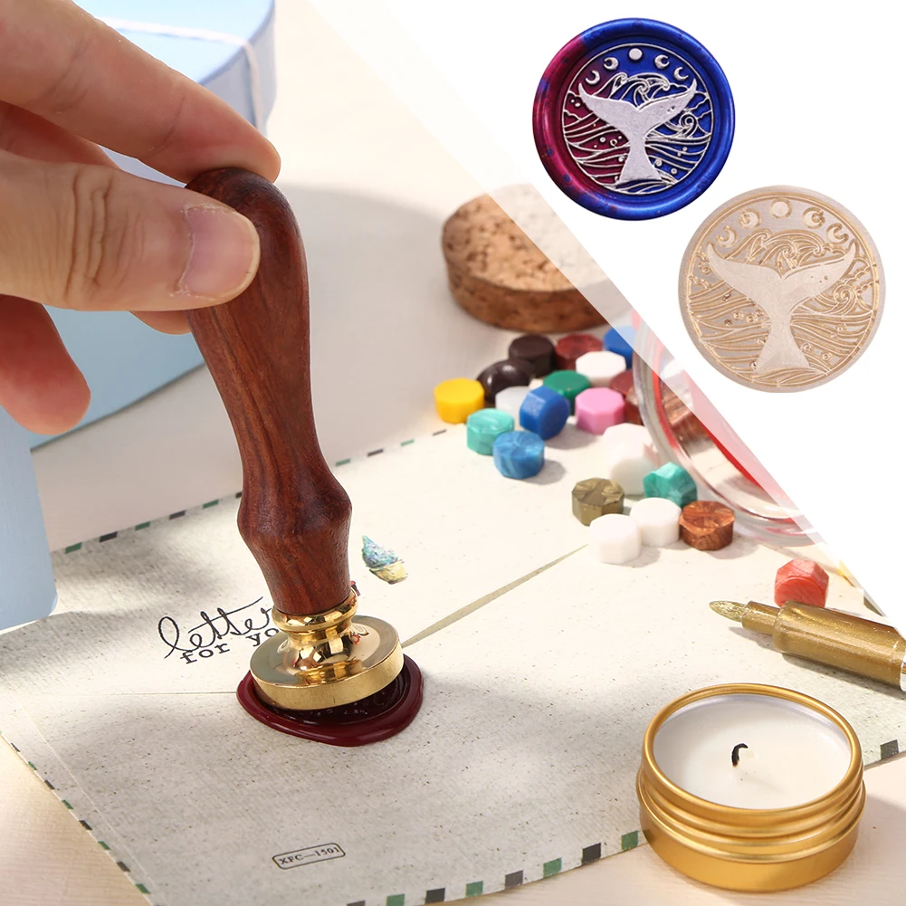 25mm Retro Round Marine Seal Wax Seal Stamp Head DIY Envelopes Stamps Replace Heads For Wedding Invitation Signature Kids Toy