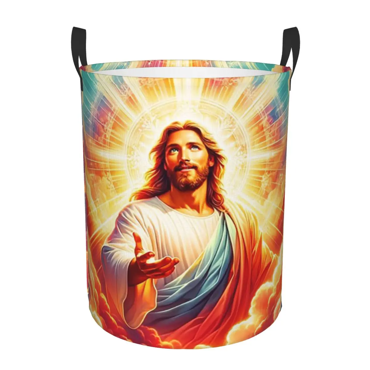 

Jesus Biblical Dirty Laundry Baskets Folding Large Waterproof Clothes Sundries Basket For Home Kids