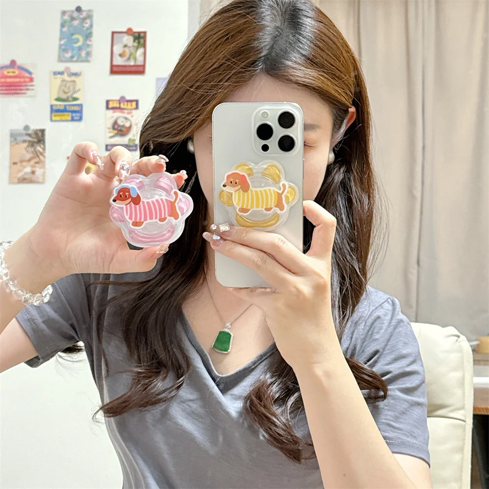 

Cute Cartoon Dog Magnetic Phone Stand Holder Support For iPhone 16 ProMax Samsung For Magsafe Expanding Cellphone Grip Kickstand