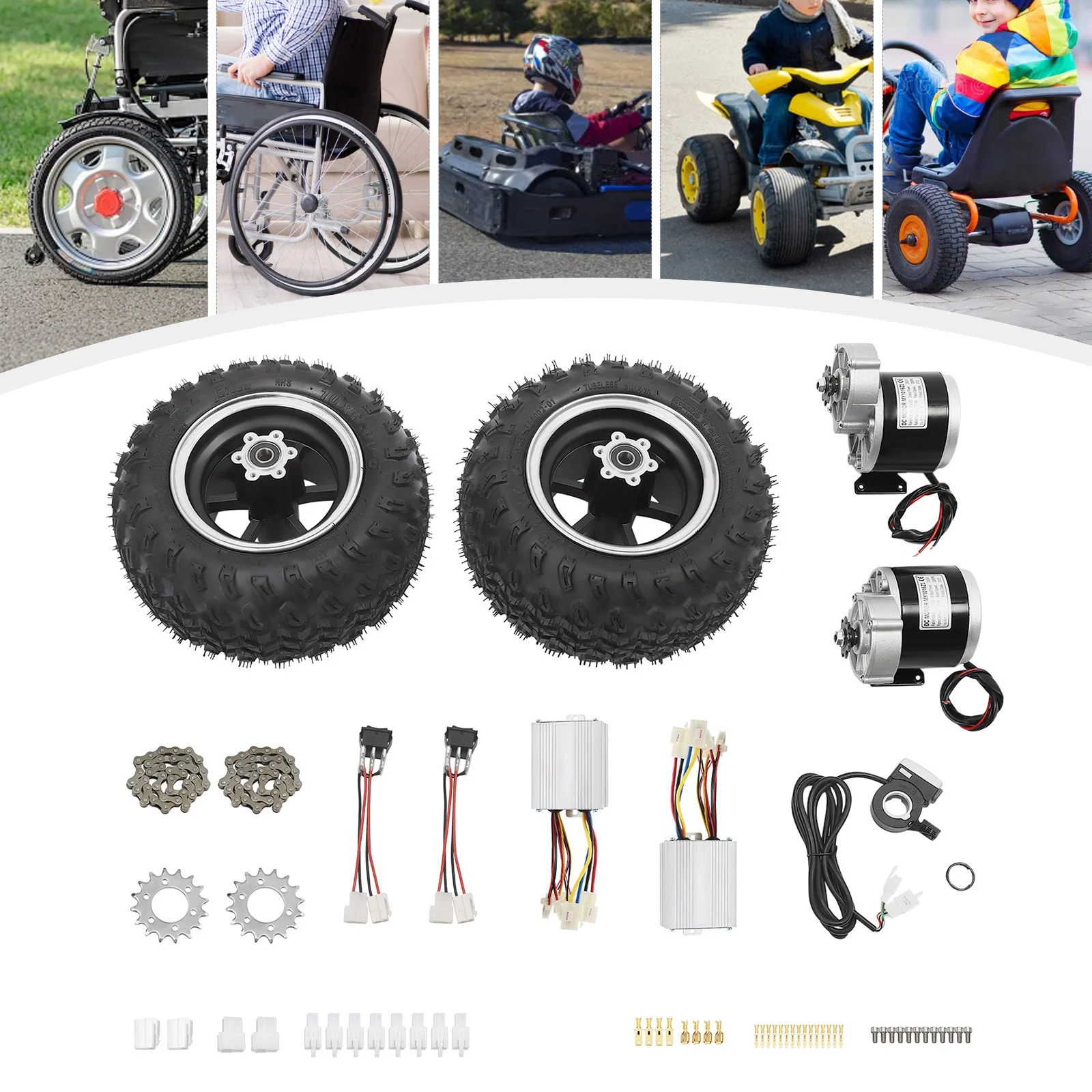 24 فولت/250 واط 36 فولت/350 واط سكوتر كهربائي تحويل عدة 10 "عجلات مزدوجة فرشاة موتور تروس محرك عجلة الهواء ث/عتاد عكسي + الإبهام خنق #5