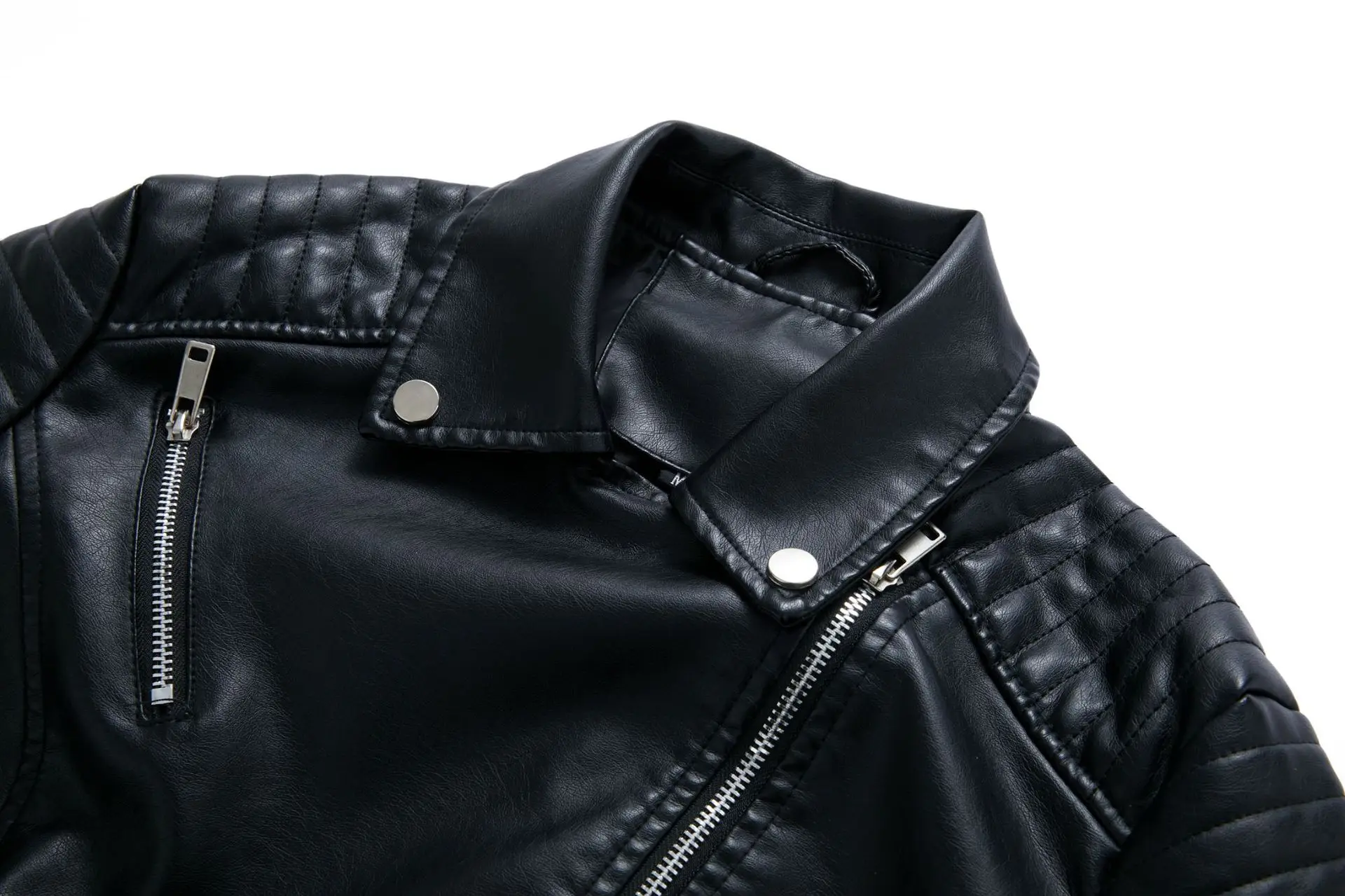 Women's Short Leather Jacket, Slim Fit, Flip Collar, Motorcycle Suit, Oblique Zipper Jackets, Spring and Autumn Clothes, tops