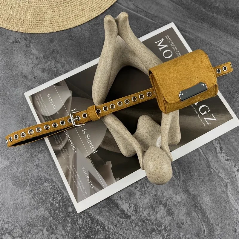 Suede Leather Belt Women's Vintage PU Leather Bag Corset Female Cummerbund Coat Waistband Dress Decration Narrow Belt  J1665