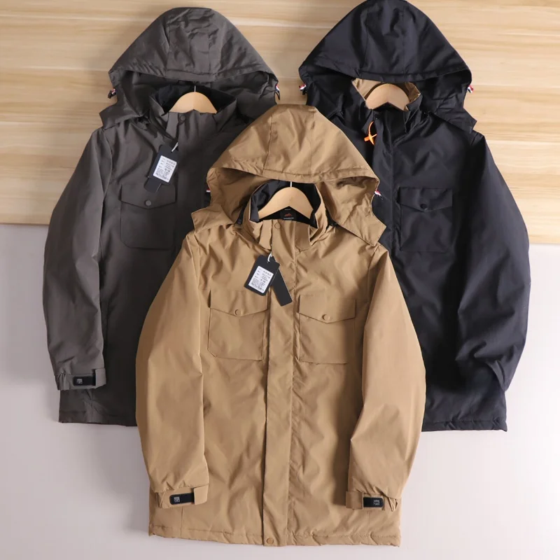 الفاخرة الصيد القطن Jaet الرجال في الهواء الطلق الدافئة عادية منتصف طول ملابس العمل معطف مقنع Faion الحضرية Sle الوقوف صالح