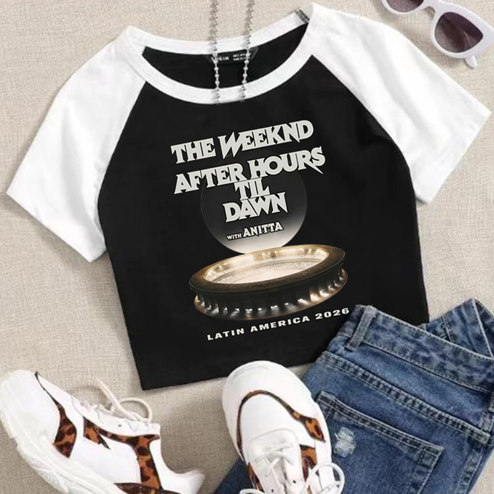 THE WEEKND After Hours Til Dawn Latin American 2026 Crop Tops T-Shirt Girls Fashion Women O-Neck Short Sleeve