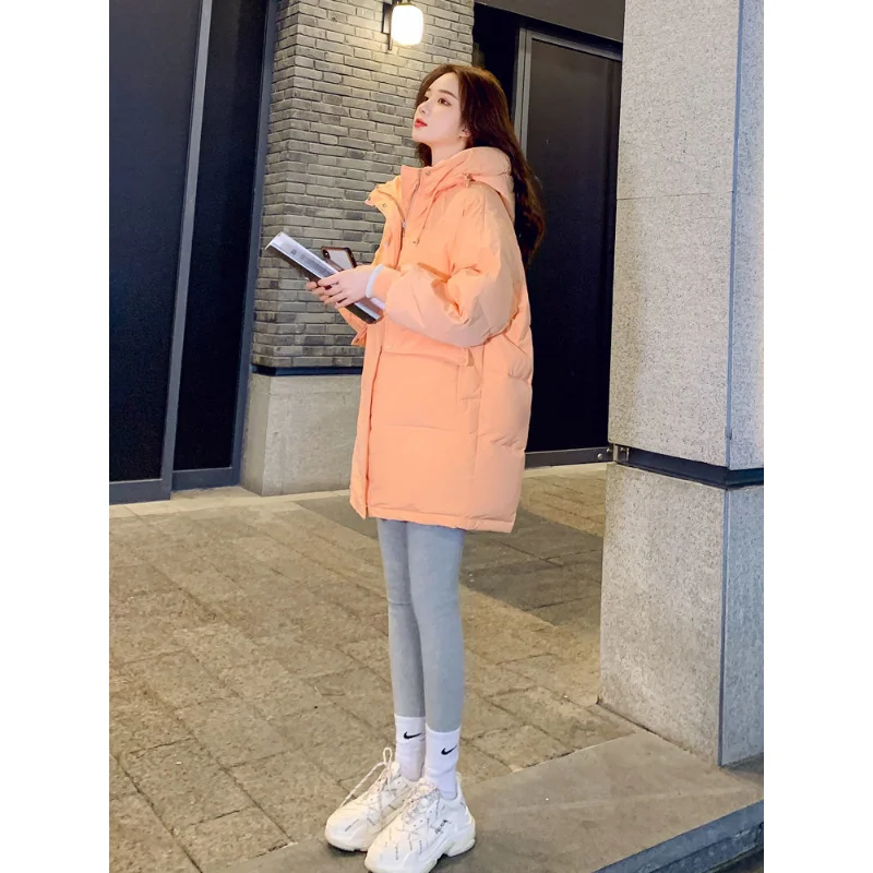 2023 New Women Down Cotton Coat Winter Jacket Female Mid Length Version Parkas Warm Thick Loose Fashion Outwear Hooded Overcoat
