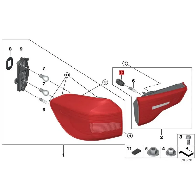 Car  Rear Reversing Brake Lamp Tail light Holder Socket Bulb For BMW X6 E71 E72 3 5 7 Series F30 E65 F03 LCI Z4 E85 H21W