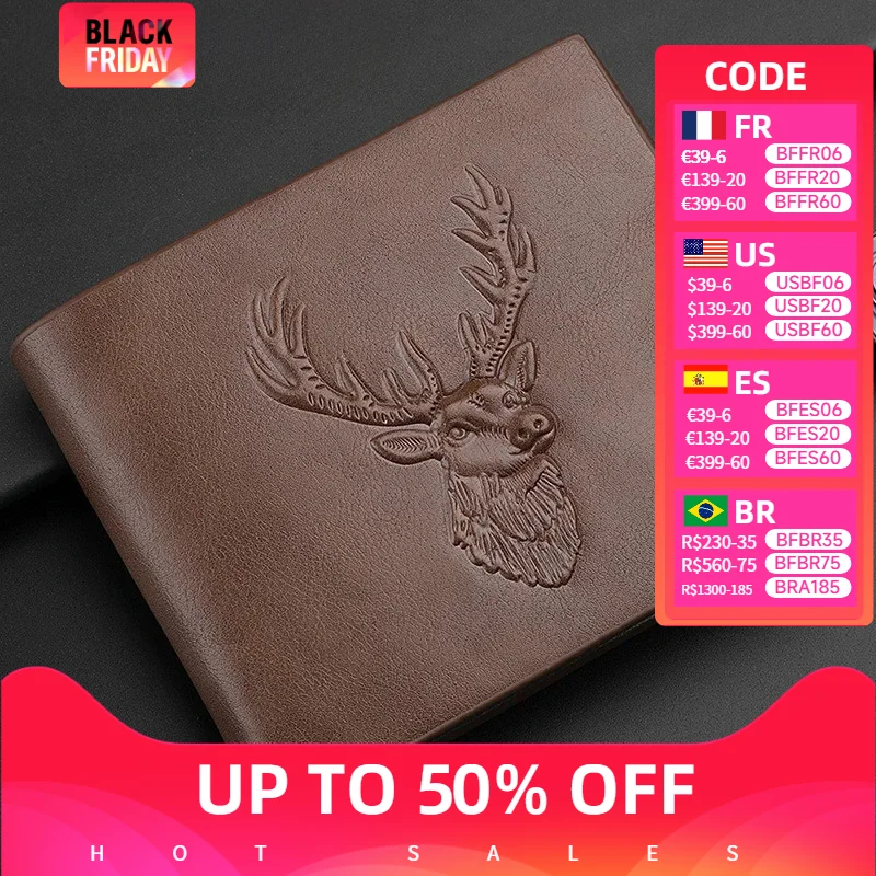 Fashion Wallet Men's Personalized Three-Fold 3D Embossed Wallet Multi-Card Credit Card Holder Zipper Coin Short Wallet Men