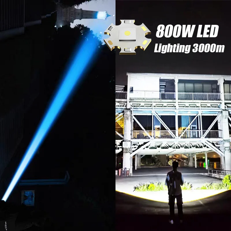 High Brightness 3000000LM Flashlight Portable Rechargeable LED Flashlight Ultra Powerful Long Shot 3km Torch for Camping Hunting