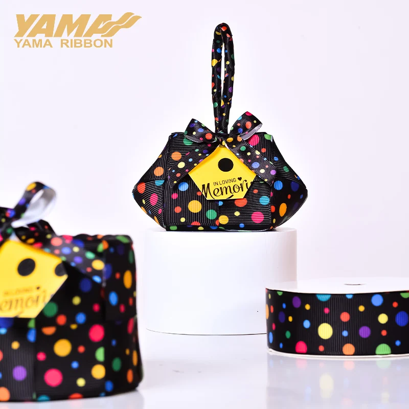 YAMA Polka Dot Art Grosgrain Ribbons 9 13 16 25mm 10yards/roll Polyester Ribbon for Hair Accessories DIY Decoration