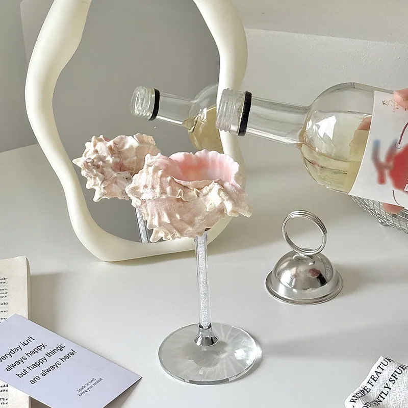 Natural Conch Shell Goblet Cup Whiskey Red Wine Glass Wedding Photography Props for Home Bar Decor Drinking Stemware Gift
