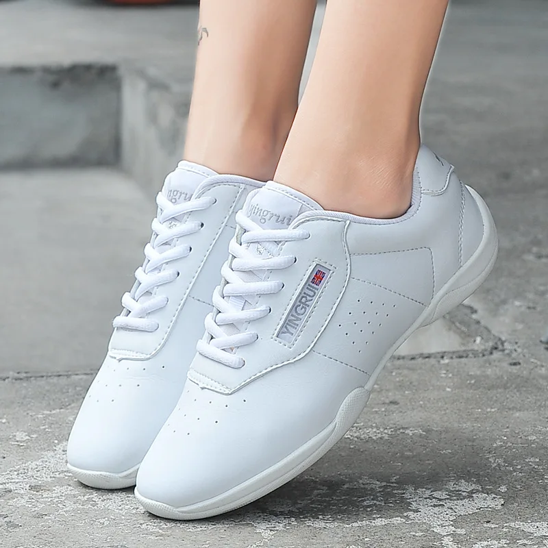 Adult & Youth White Cheerleading Shoes Sport Training Tennis Sneakers Competition Cheer Shoes