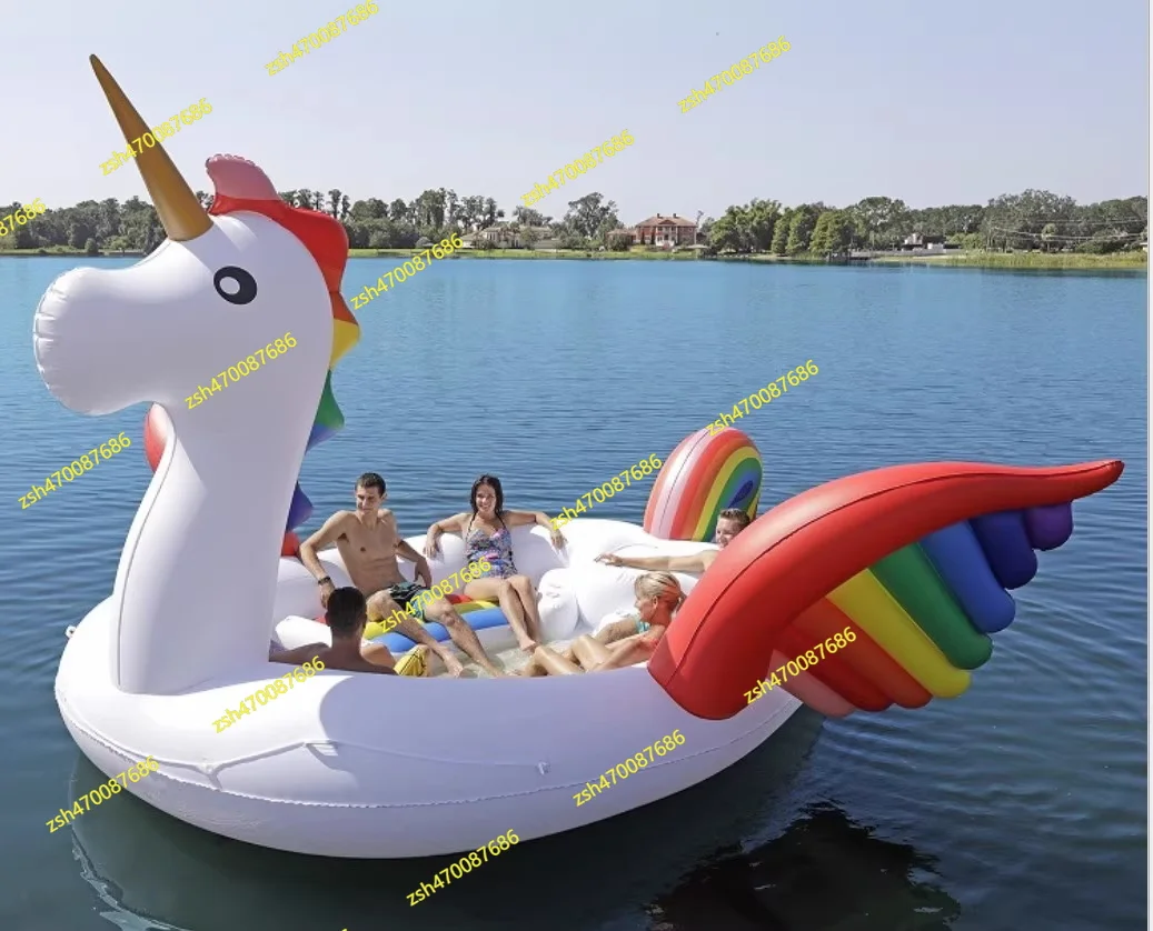 Flotador de piscina de flamencos enorme para 6-8 personas, unicornio inflable gigante, accesorios para piscina, fiesta en el isla, juguete flotante para playa al aire libre
