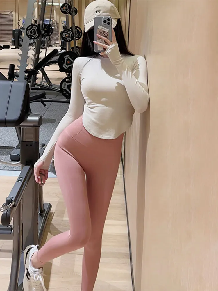 

Spring Autumn Thin Long Sve Fitn Yoga Top Women's Outdoor Running Training ort Sportswear Sexy Slimming Tank Top