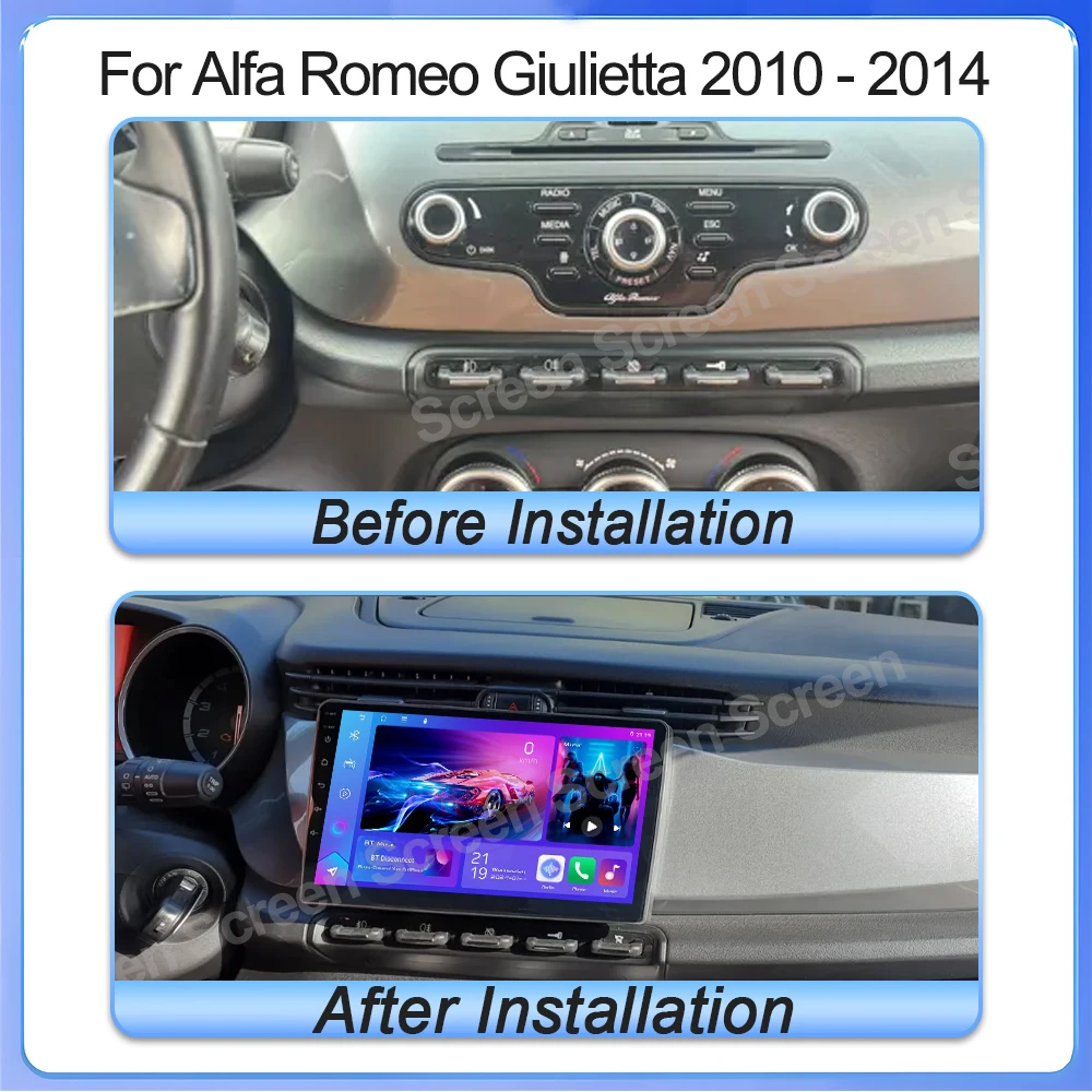 أندرويد 15 لألفا روميو جيوليتا 2010 - 2014 راديو السيارة الوسائط المتعددة مشغل فيديو بلوتوث مرآة ربط شاشة تعمل باللمس RDS WIFI 5G