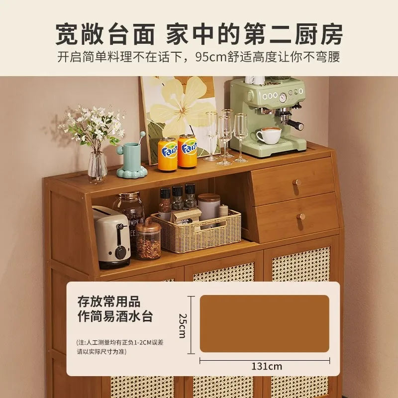 Kitchen side cabinet, retro, living room storage, floor-to-ceiling cabinet, integrated storage of coffee against the wall, tea