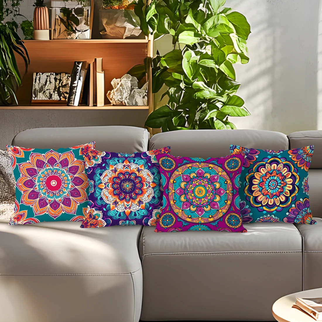 

Colorful Mandala Cushion Pillowcase Printed Polyester 45x45cm Throw Pillowcover Decorative Sofa Cushion Pillowslip Home Decor