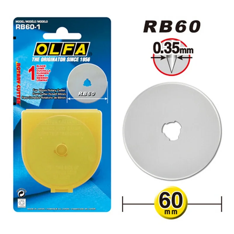 OLFA RB60-1 Spare Blade 60mm Rotary Blades Hob Cloth Cutter Circular Knife Accessories Fit RTY-3/G RTY-3/DX RTY-3/NS Cutter Tool