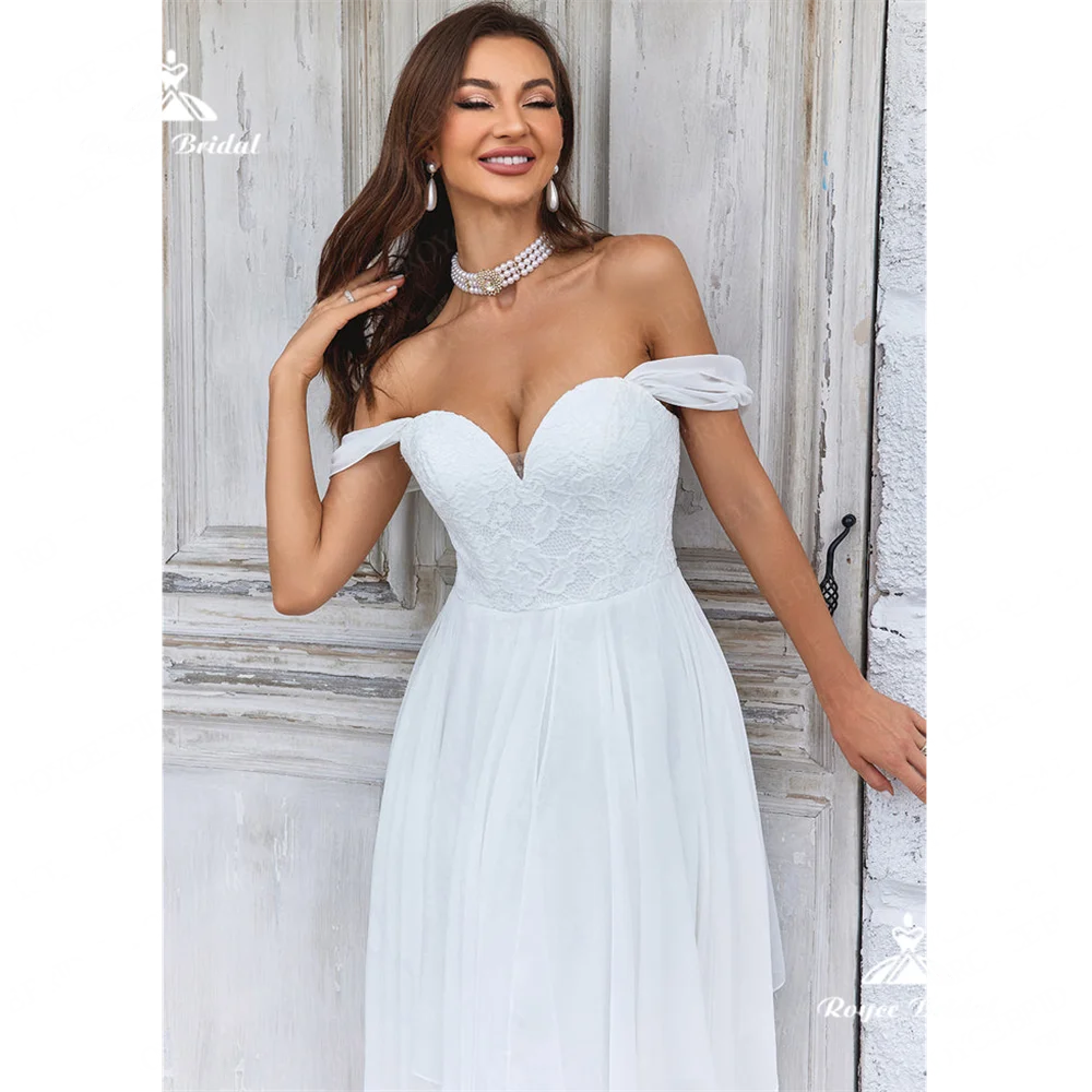 Roycebridal-Robe de mariée en mousseline de soie A Line Sweetheart, robe de mariée avec train de balayage, élégante et éducative, 2025