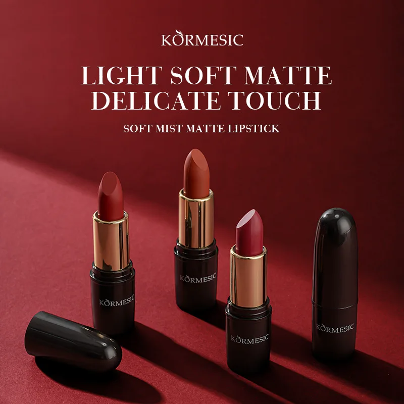 

KORMESIC Enhance Complexion Lipstick Long-lasting Moisturizing Smooth Color Intense Lip Makeup for Women Flame Red Lips