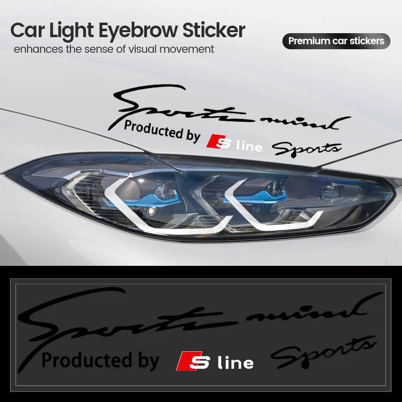 1Pcs Car Hood Lamp Eyebrow Decoration Body Headlight Badge Sticker For Audi Sline RS QUATTRO A2 A4 A3 A5 A6 A7 A8 Q2 Q3 Q5 Q4 Q7