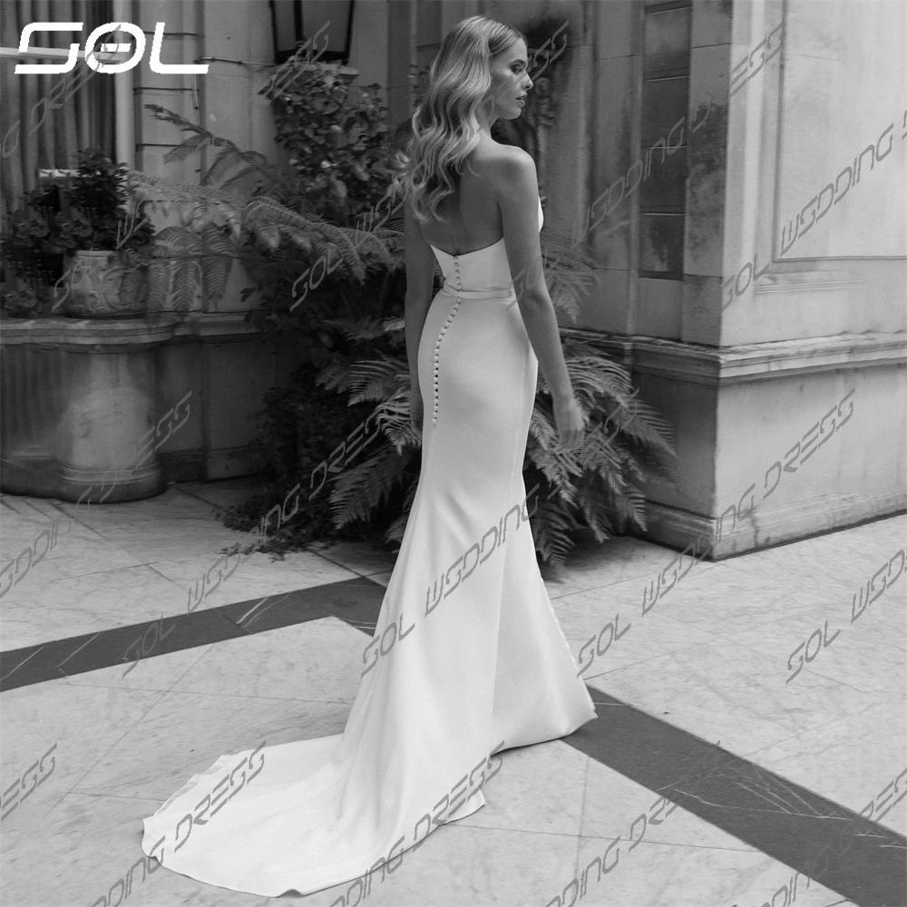 SOL-Robe de mariée sirène simple avec ceinture, robes de mariée sexy, dos nu, fente latérale, patients, quoi que ce soit, éducatif