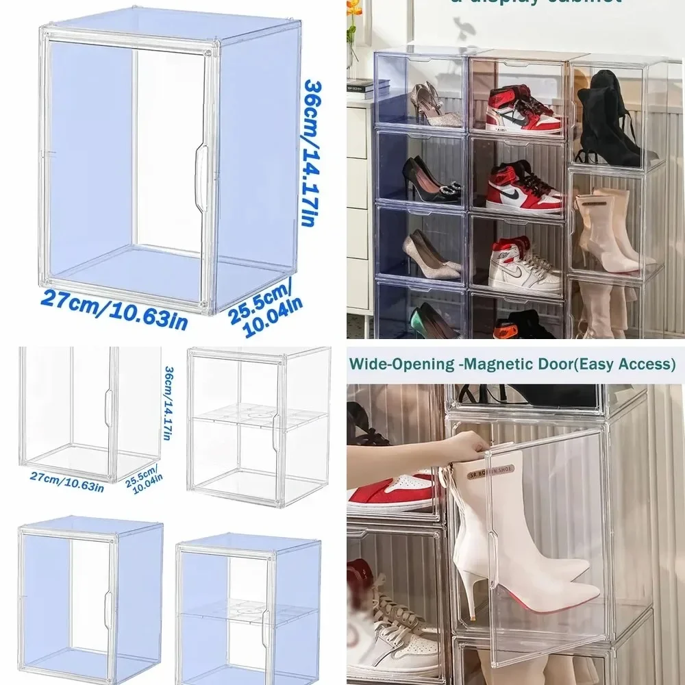(36×27×25.5cm) Display Cabinet Transparent Blue Storage Organizer – For Figurines, Jewelry, Makeup, Bag Items