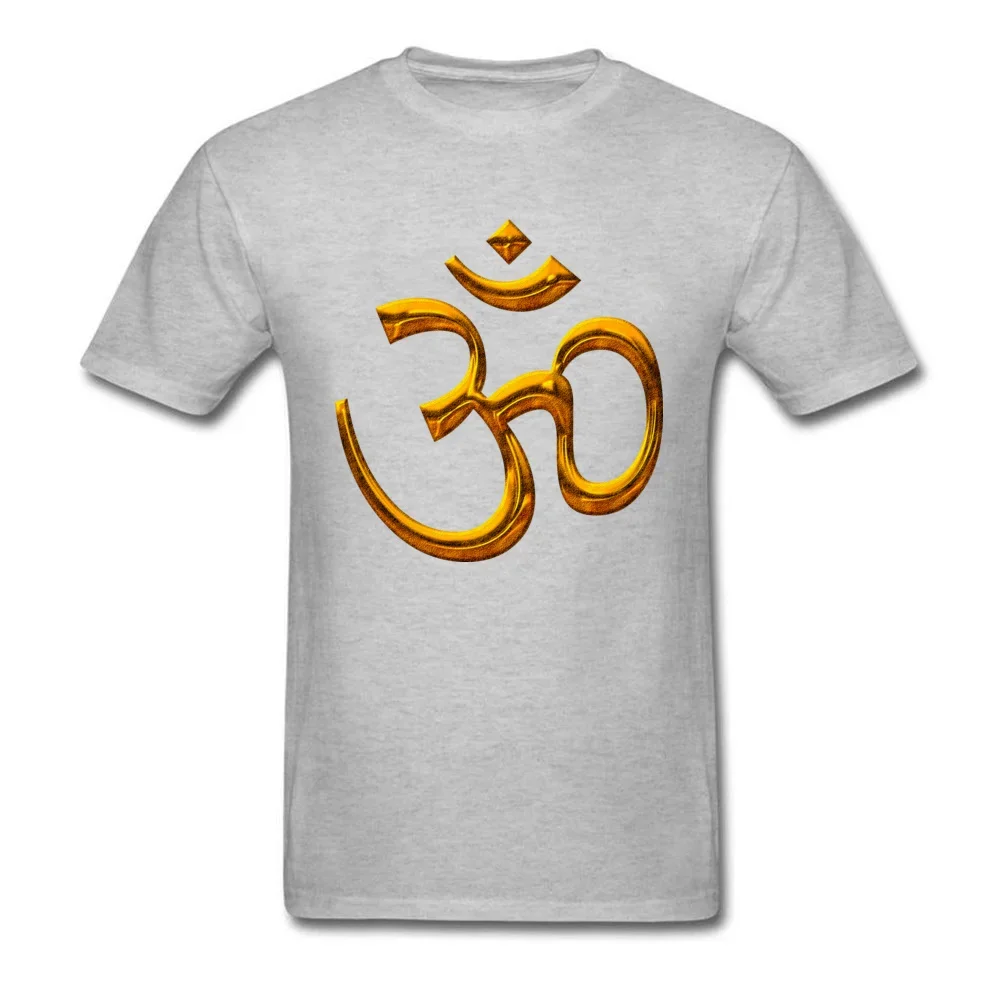 Buddhism Hindu Religion Golden Om Print T-Shirt 100% Cotton O-Neck Short Sleeve Summer Casual Mens T-shirt Streetwear