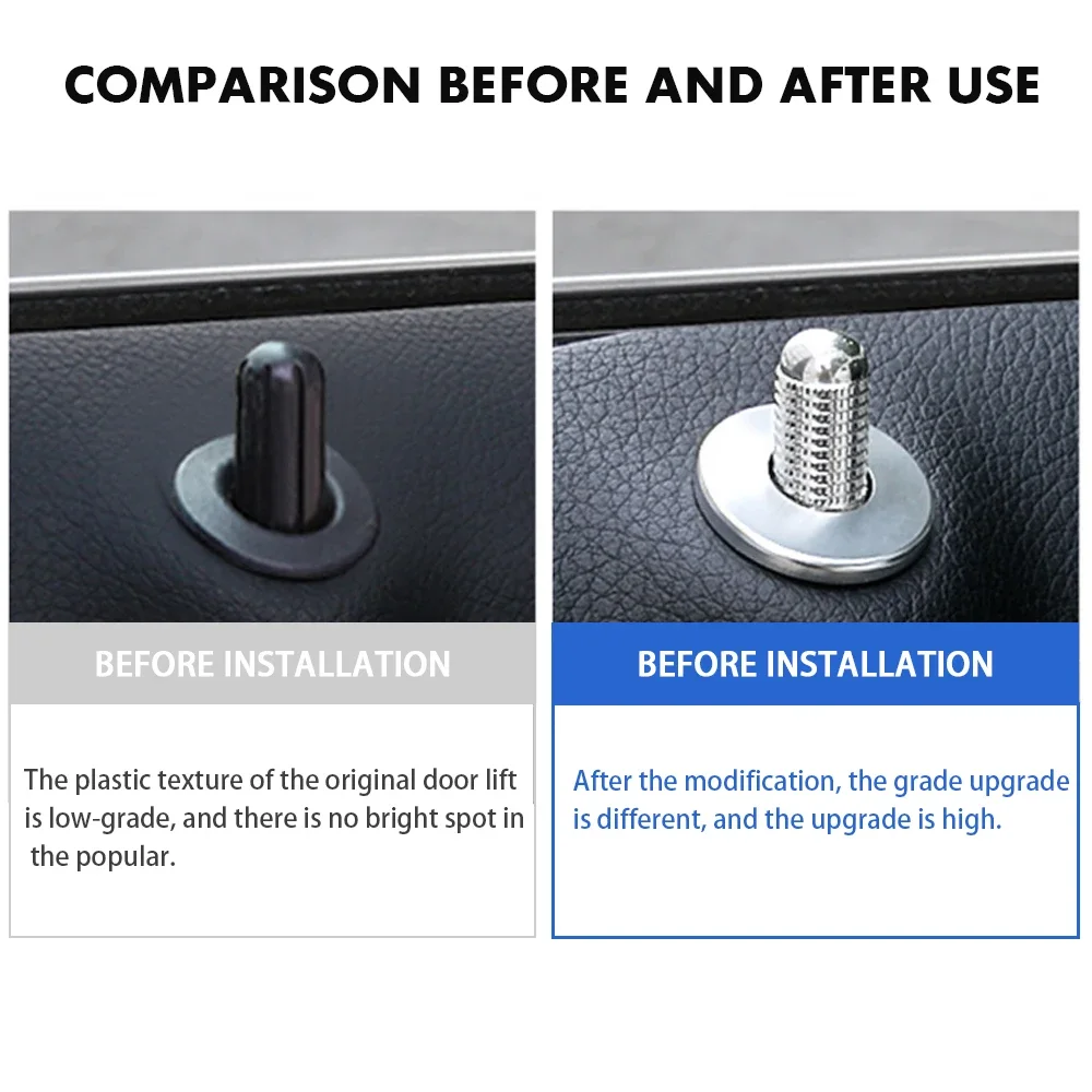 4pcs Aluminum Alloy Car Door Bolt Lock Pin Button Cover for Mercedes Benz C W205 GLC GLE E W213 CLA GLA A Class Accessories