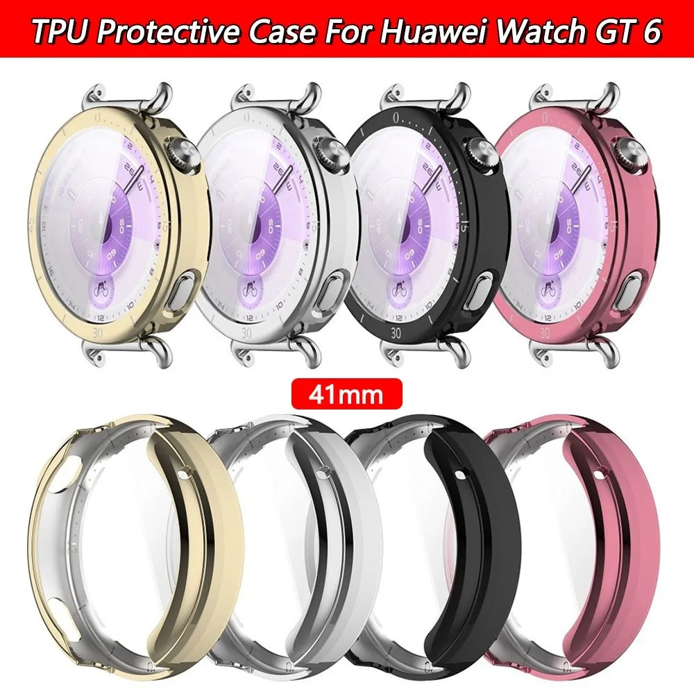 TPU Protective Case Anti-Scratch with Scale Screen Protector Soft Full Coverage Edge Shell for Huawei Watch GT6 41mm