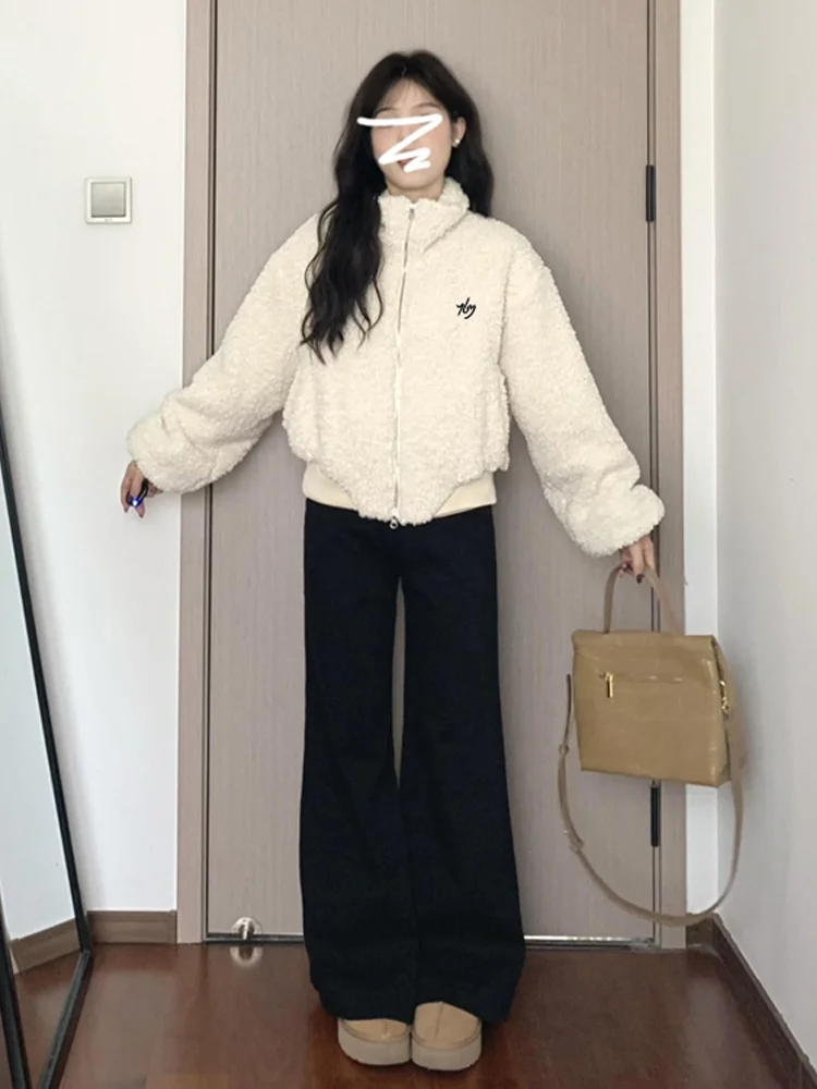 

Lamb Wool Jacket Woman Korean Black Dark Ebon Ebony Jet Inky Pitch Sable Coal Sooty Charcoal Dusky Murky Shadowy Shady Obscure