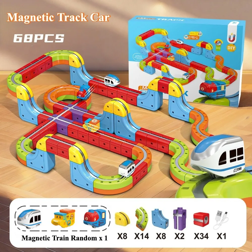 Assemblaggio fai-da-te Treno magnetico elettronico 3D Auto ferroviaria senza telecomando Giocattoli educativi per bambini Regalo di Natale