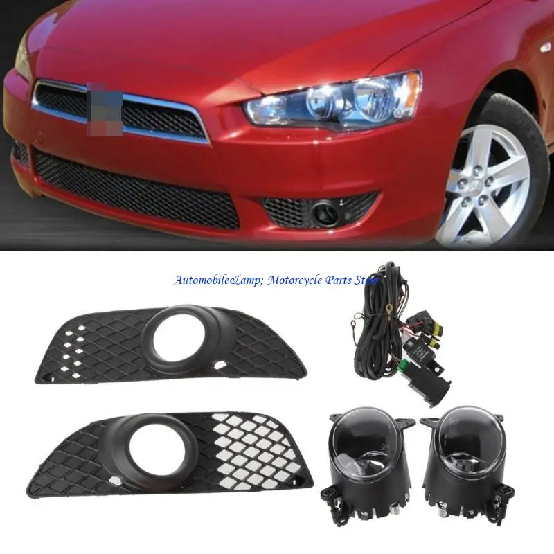 H7BD Car Front Bumper Fog Light Lamps With Harness Wiring Switch Cover Grille for Lancer 08-14 Durable 6