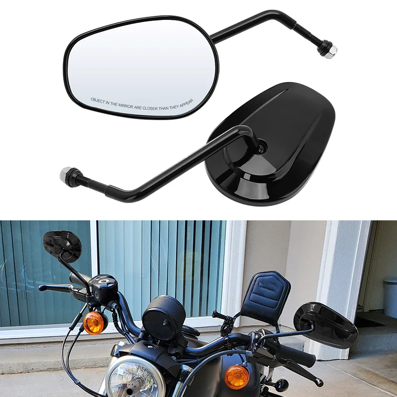 

8MM Motorcycle Black Rear View Mirrors For Harley Touring Road King Road Glide Sportster 883 1200 Dyna Heritage Softail FXDB