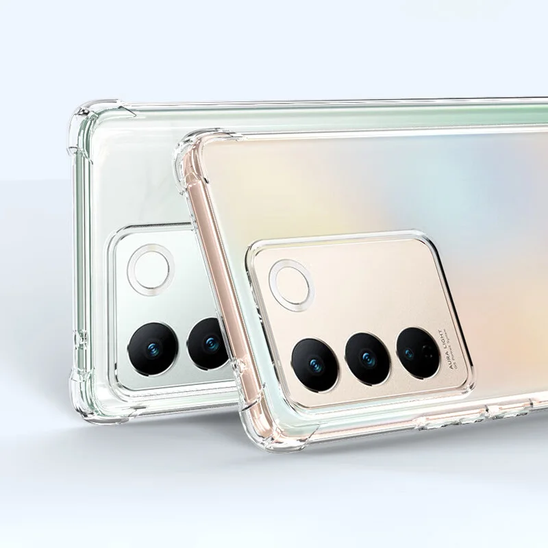 Soft Silicone Transparent Air Bag Case for VIVO V27 Pro V27e 5G Full Protective Antifall Airbags VIVOV27Pro Clear Crystal Fundas