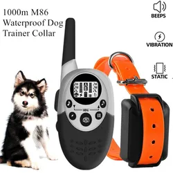 1000M Remote Control Dog Training Collar M86 Electric Dog Trainer Anti-barking Stopper Waterproof Shock Vibration Collar