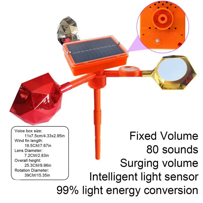 Solar Energy Bird Repelling Device Farm Orchard Bird Windmills Scaring Device Wind Reflective Voice Crop Garden Protection Ponds