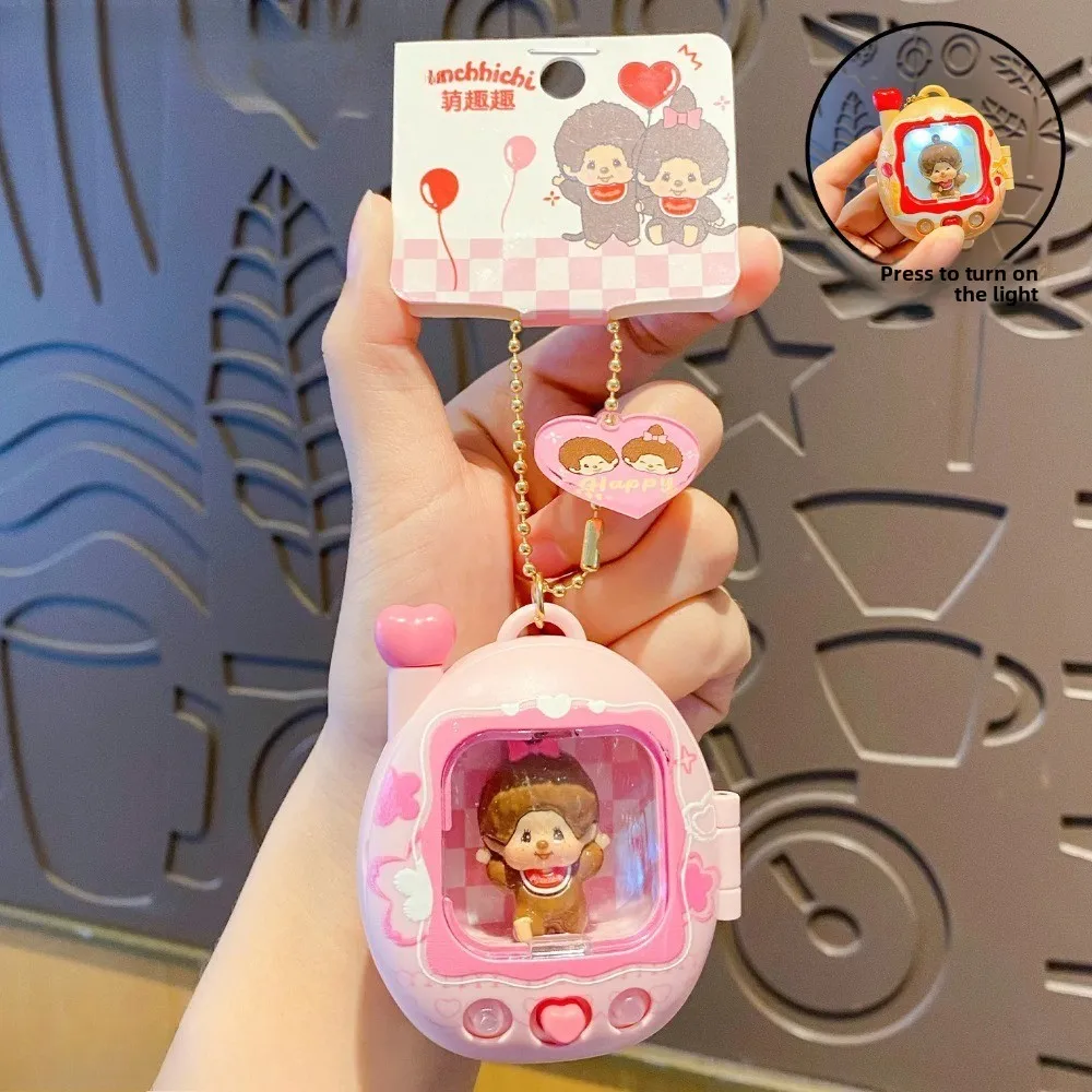 Retro Tv Doll Keychain Light Up Miniature Plastic Blind Box Charm Press To Shine Aesthetic Y2k Bag Toy Gifts For Women And Teens