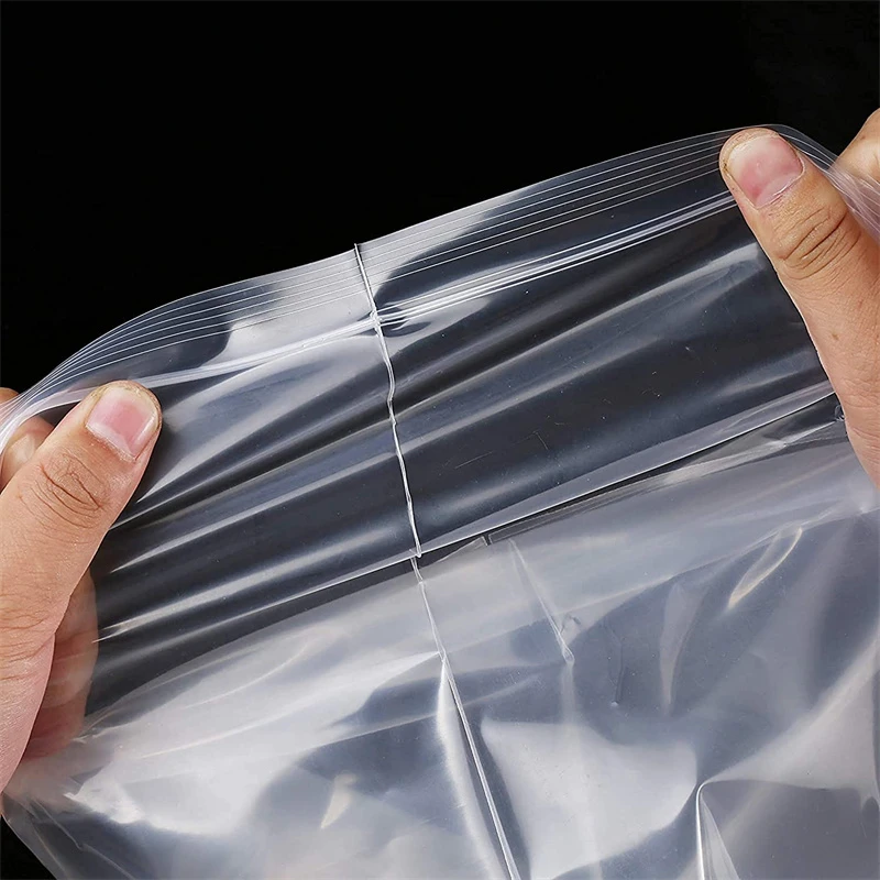 100Pcs/Bag Reusable Plastic Bags Heavy-Duty Transparent Jewelry Zip Zipped Bag Reclosable Poly Clear Packaging Bag Various Size