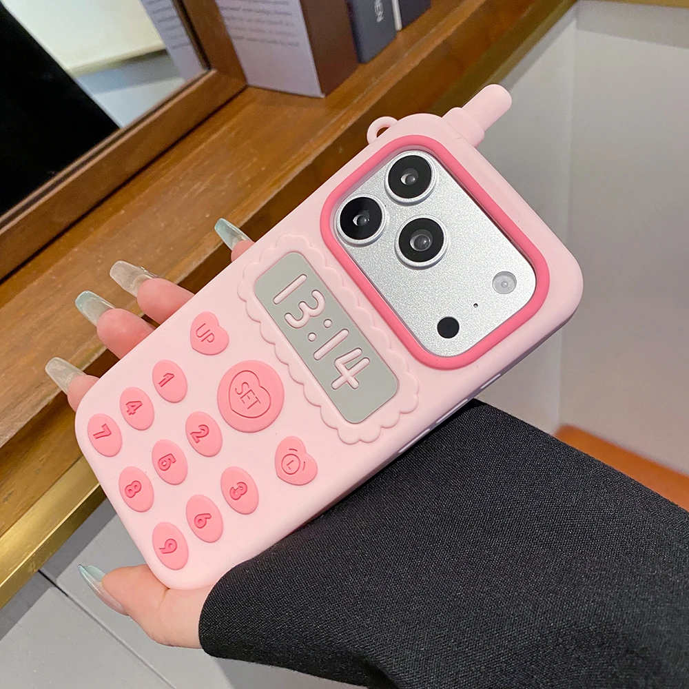 Niedliche 3D-Handyhülle im Handy-Stil für iPhone 17 16 15 14 13 12 Pro Max, Kawaii, stoßfest, weiche Silikon-Rückabdeckung – Detail 4
